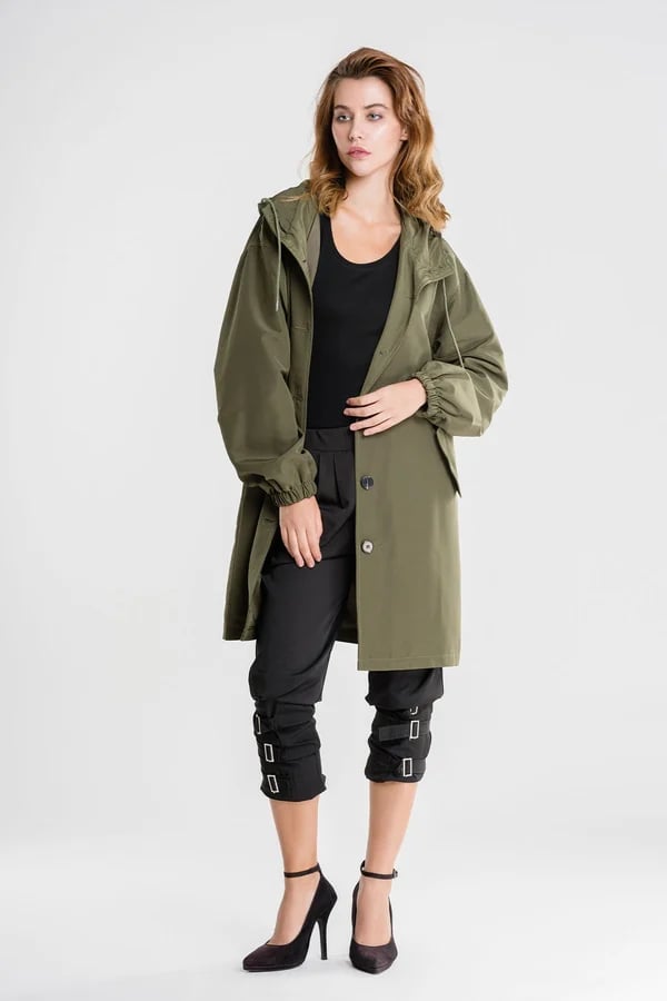 Giacca Antivento Oversize da Donna con Cappuccio