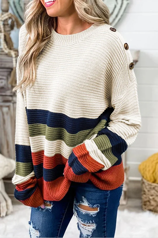 Maglione con blocchi di colore e effetto cut-out sulle spalle