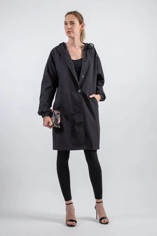 Giacca Antivento Oversize da Donna con Cappuccio