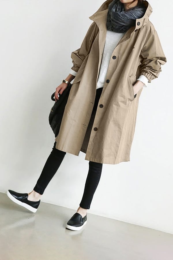 Giacca Antivento Oversize da Donna con Cappuccio