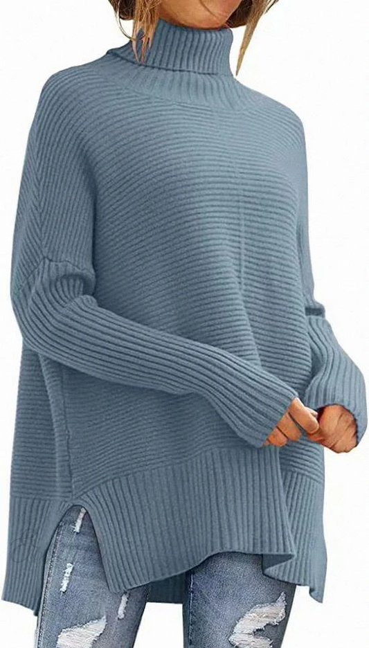 Maglione Ampio con Collo Alto e Maniche Pipistrello – Stile e Comfort